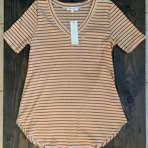 ROOLEE Fall V-Neck Stripe Tee